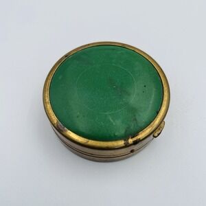 Vintage Compact Double Compartment Powder Blush Puff Unmarked  1932 Gold Green